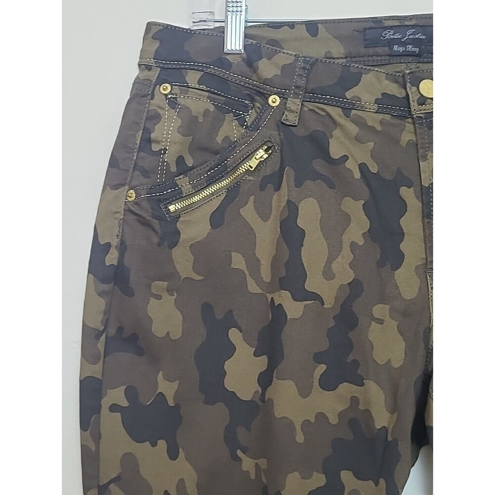 Poetic Justice Maya Skinny Womens Camouflage Green Brown Jeans Size 32R - Picture 6 of 11